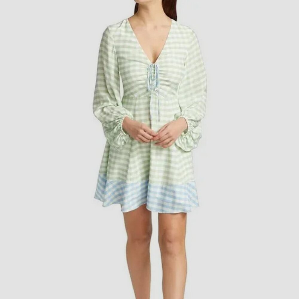 Staud Olivier Gingham Mini Dress